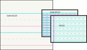 Practice Paper- White Newsprint Skip-Line Ruling with Red Margin Line