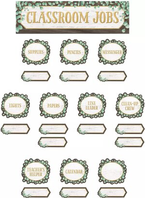 Eucalyptus Classroom Jobs Mini Bulletin Board Set