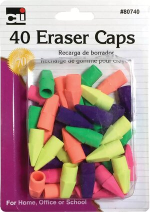 Assorted Colors Pencil Top Erasers