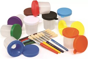 NO-Spill Paint Cups and Brushes Set