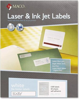 Maco White File Folder Labels