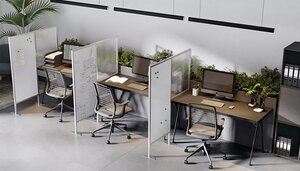 Desk to Floor Partition