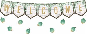 Eucalyptus Pennants Welcome Bulletin Board Set