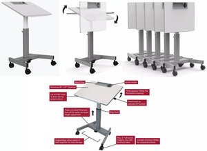 Pneumatic Adjustable Height Flip-Top Student Desk/Nesting Desk