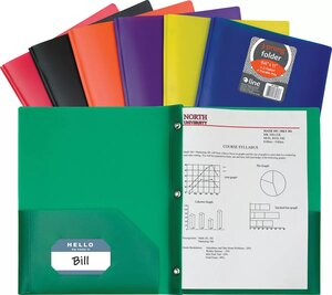 C-Line 2 Pocket Heavy Weight Poly Folders with Prongs