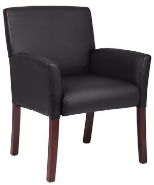 Boss Box Arm Guest Chair with Mahogany Finish