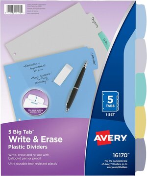 Avery® Plastic Durable Write & Erase Dividers