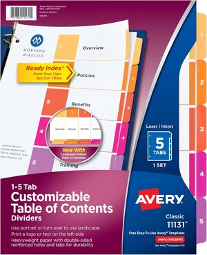 Avery® Ready Index® Multicolor Table of Contents Dividers